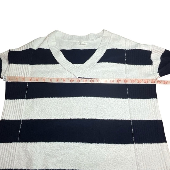 CASLON Cotton Blend Navy / Cream Stripe Vee Neck Pullover Sweater US Sz M - Picture 5 of 8